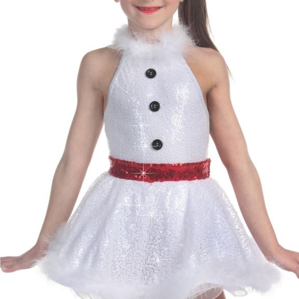 Charming White and Red Kids Dance Costume